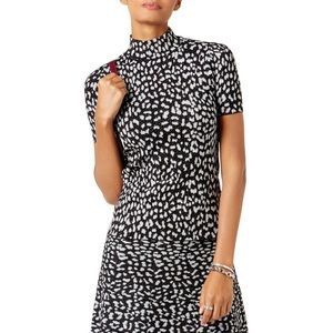 Turtleneck Sweater Metallic Animal Print